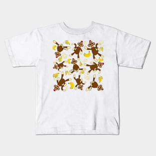 Sock Monkey & Bananas All Over Print Kids T-Shirt